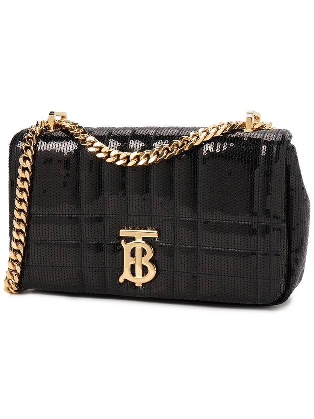 Lola Sequin Quilted Leather Small Shoulder Bag Black - BURBERRY - BALAAN 3