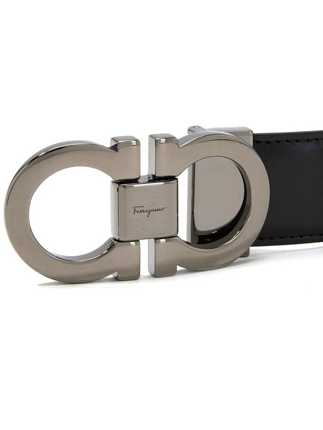 Double Gancini Reversible Leather Belt Black Auburn - SALVATORE FERRAGAMO - BALAAN 5