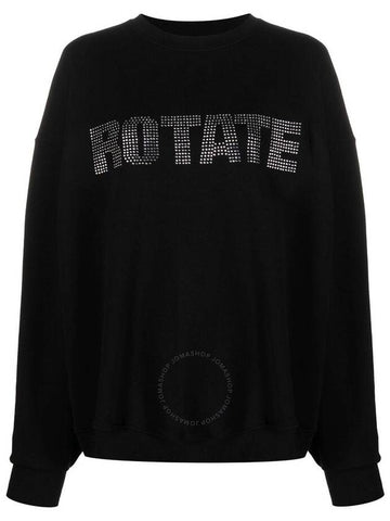 Rotate Ladies Black Crystal-Logo Organic Cotton Sweatshirt, Size Large - ROTATE - BALAAN 1