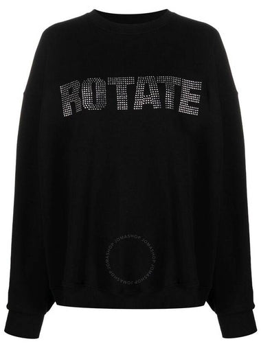 Rotate Ladies Black Crystal-Logo Organic Cotton Sweatshirt, Size Large - ROTATE - BALAAN 1