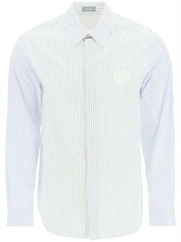 Heart Logo Patch Striped Long Sleeve Shirt White - DIOR - BALAAN 1