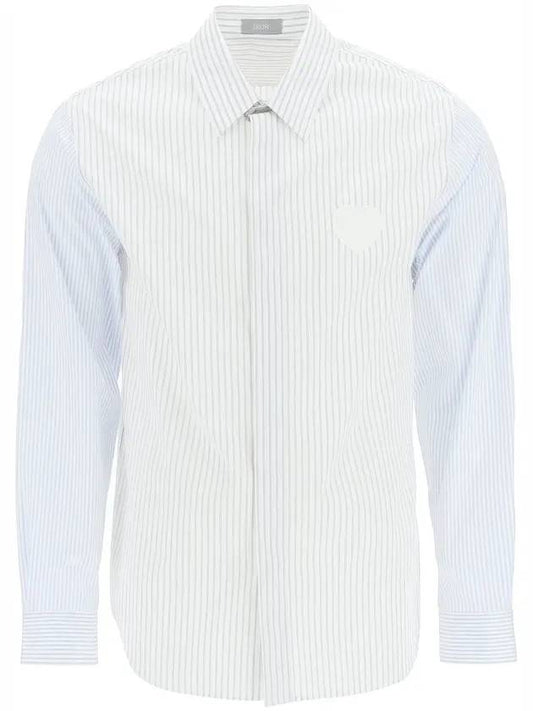 Heart Logo Patch Striped Long Sleeve Shirt White - DIOR - BALAAN 1