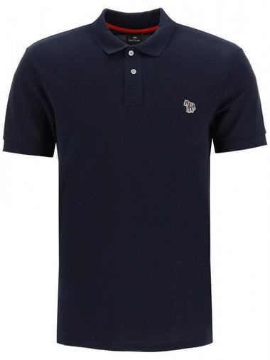 Zebra Logo Short Sleeve Polo Shirt Navy - PAUL SMITH - BALAAN 1