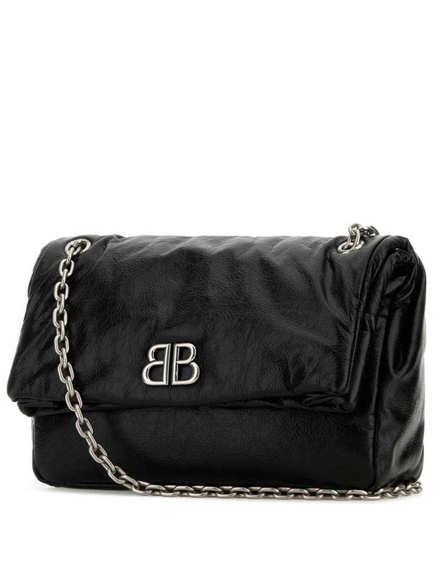 Monaco Medium Chain Leather Shoulder Bag Black - BALENCIAGA - BALAAN 3