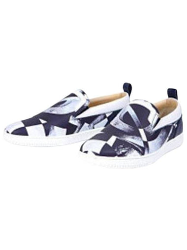 Graffiti Leather Slip-On Blue - VERSACE - BALAAN 1