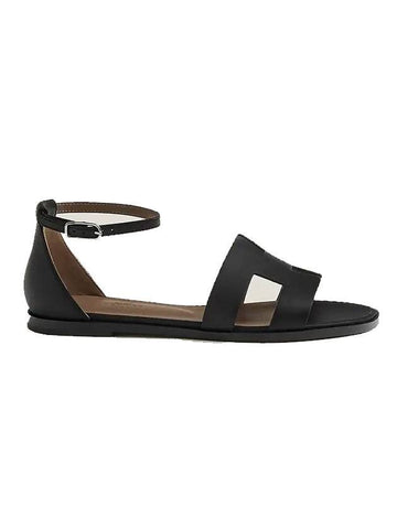 Santorini Sandal Calfskin & Noir - HERMES - BALAAN 1