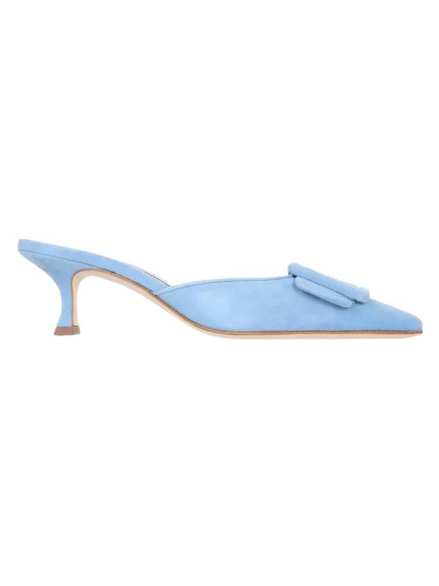 Maysale Suede Heel Mules Light Blue - MANOLO BLAHNIK - BALAAN 1