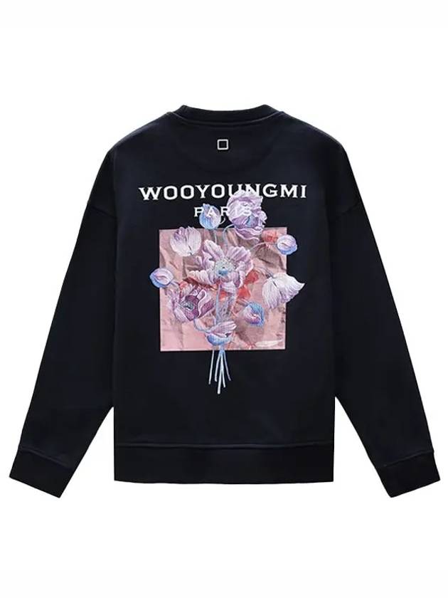 3D Flower Back Logo Sweatshirt Navy - WOOYOUNGMI - BALAAN 3