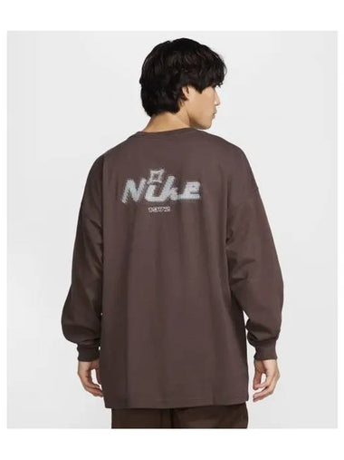 Sportswear Oversized Long Sleeve T Shirt M BarLOAKE Locke Brown Wolf Gray HQ2964 237 - NIKE - BALAAN 1