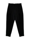 Carrot Fit Crop Cotton Slacks Black - AMI - BALAAN.