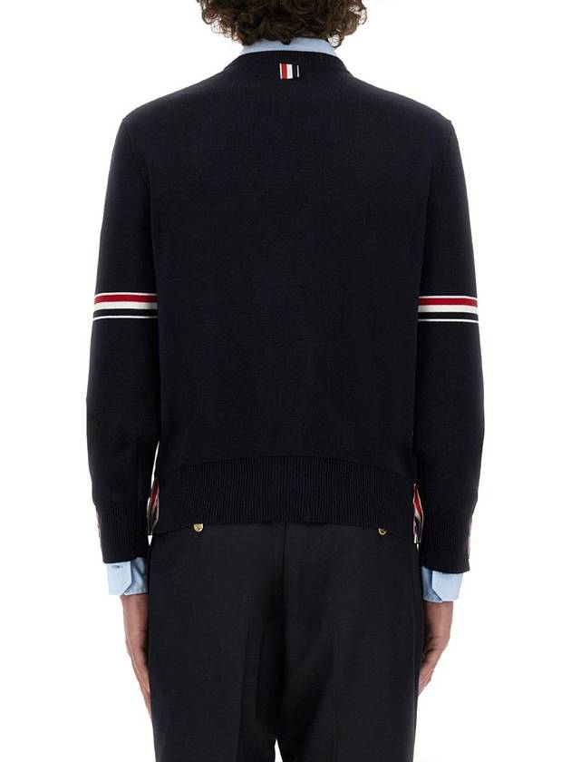 Men's Milan Stitch Armband Crew Neck Knit Top Navy - THOM BROWNE - BALAAN 4