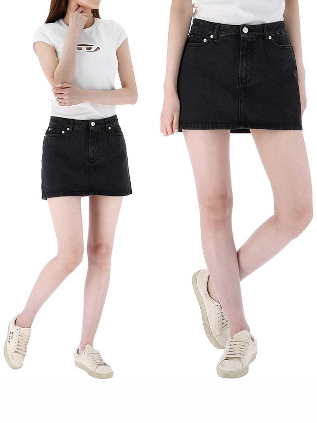 Stone Washed Denim Mini A-Line Skirt Black - A.P.C. - BALAAN 2