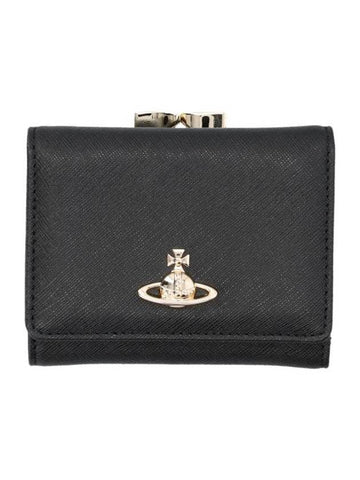 ORB Logo Small Frame Half Wallet Black - VIVIENNE WESTWOOD - BALAAN 1