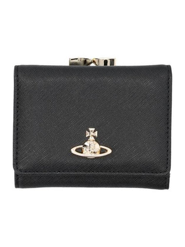 ORB Logo Small Frame Half Wallet Black - VIVIENNE WESTWOOD - BALAAN 1