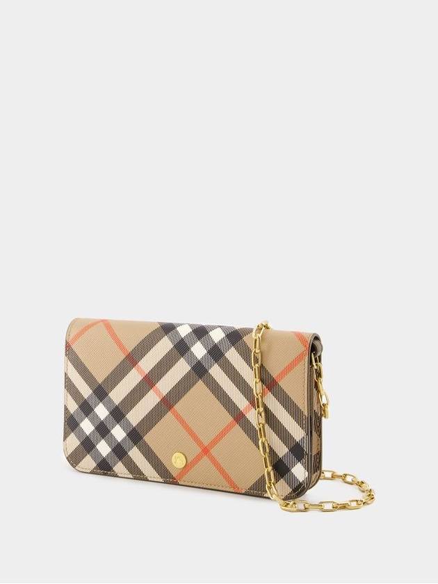 Check Chain Strap Cross Bag Sand - BURBERRY - BALAAN 3