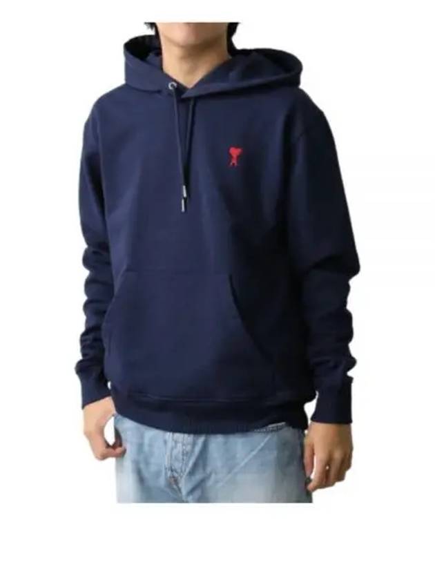 Heart Small Logo Hoodie Navy - AMI - BALAAN 2