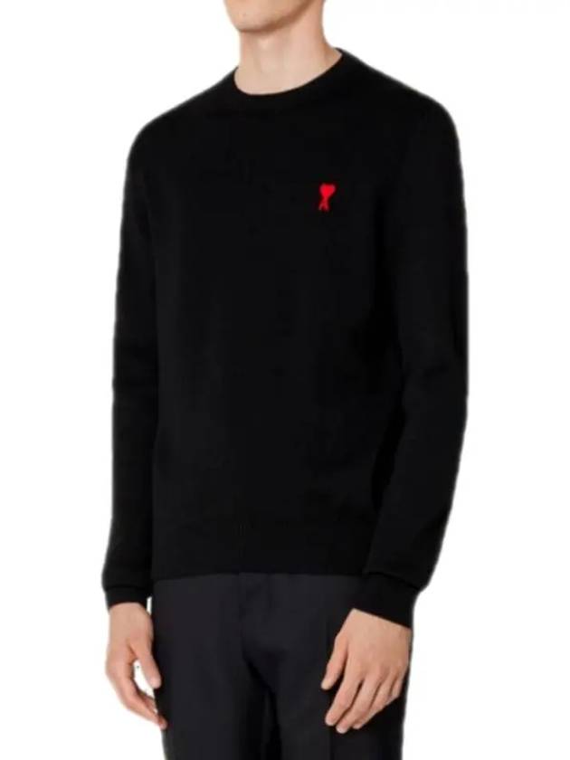 Heart Logo Patch Knit Top Black - AMI - BALAAN 3