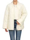 Pointed Collar Diamond Quilted Zip-Up Jacket White - GANNI - BALAAN 7