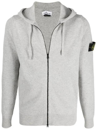 Waffen Patch Knit Zip Up Hoodie Light Grey - STONE ISLAND - BALAAN 2