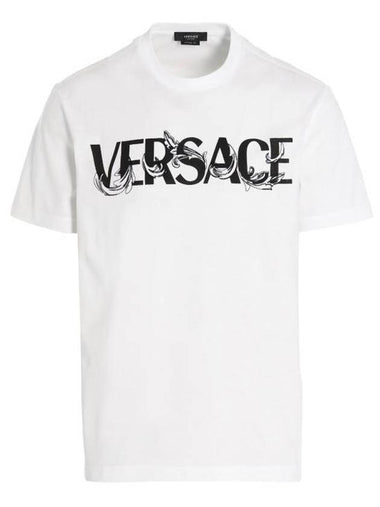 Men's Barocco Silhouette Logo Short Sleeve T-Shirt White - VERSACE - BALAAN 1