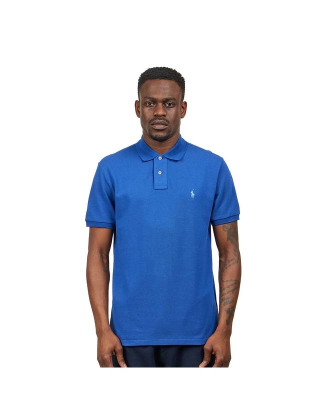 Embroidered Blue Pony Slim Fit Polo Shirt Dark Blue - POLO RALPH LAUREN - BALAAN 2