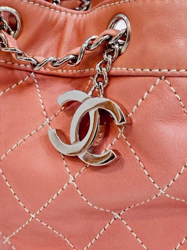 Drawstring lambskin coral silver bucket bag 10th L85469 - CHANEL - BALAAN 4