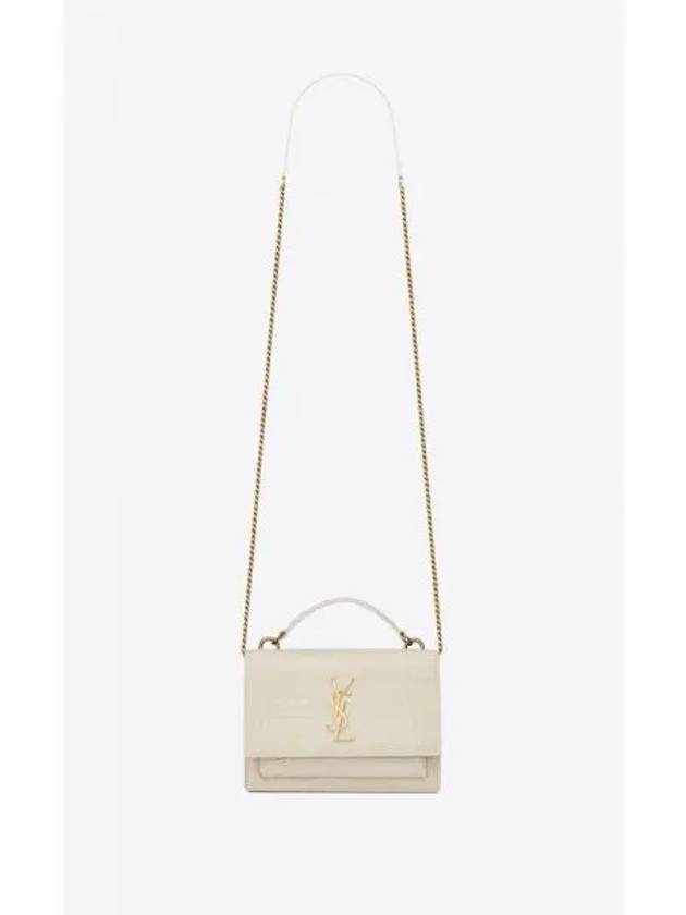 Sunset Crocodile Chain Cross Bag Blanc - SAINT LAURENT - BALAAN 2