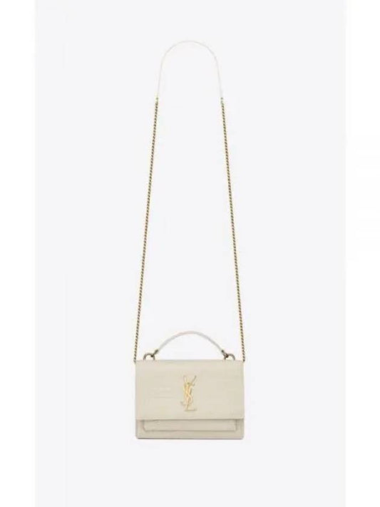 Sunset Crocodile Chain Cross Bag Blanc - SAINT LAURENT - BALAAN 2