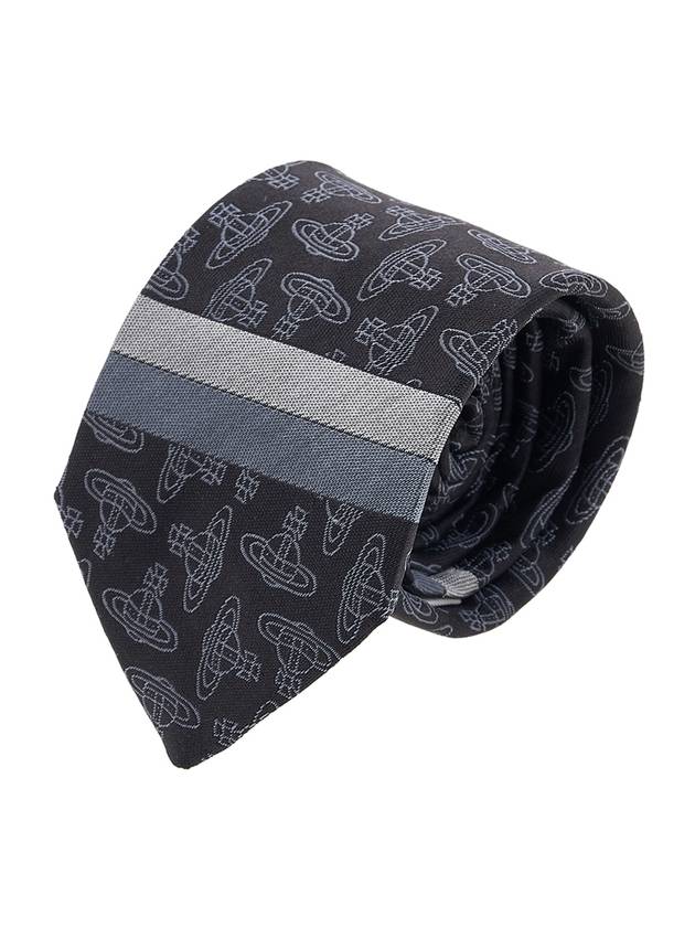 All Over Logo Jacquard Silk Tie Black - VIVIENNE WESTWOOD - BALAAN 2