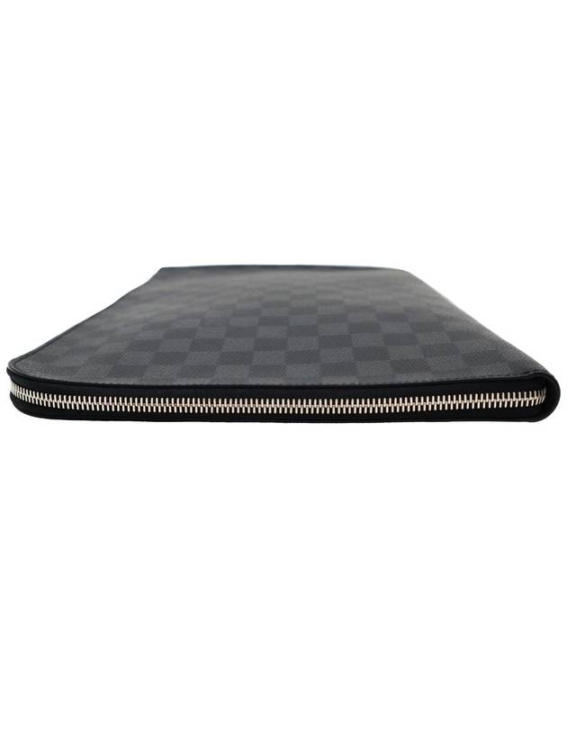 Men s Leather Clutch Bag Gray Louis Vuitton N64437 Damier Graphite Canvas Pochette Jour GM - LOUIS VUITTON - BALAAN 7