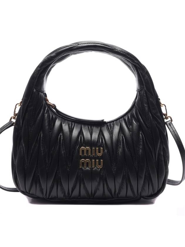 Wander Matelasse Nappa Leather Mini Hobo Tote Bag Black - MIU MIU - BALAAN 2