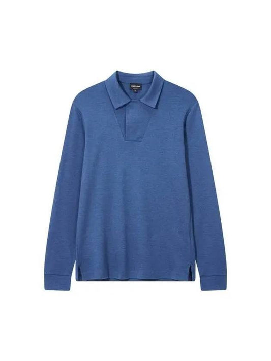 Men s Soft Cotton Collar T Shirt Light Navy - GIORGIO ARMANI - BALAAN 1