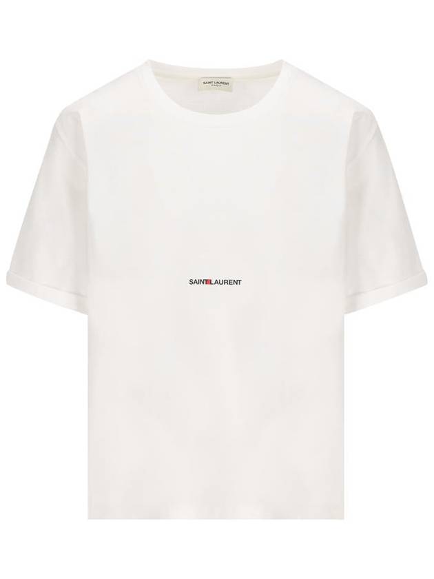 Rive Gauche Short Sleeve T-Shirt White - SAINT LAURENT - BALAAN 2