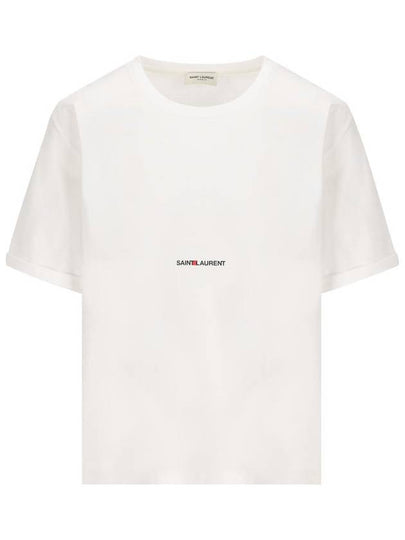 Rive Gauche Short Sleeve T-Shirt White - SAINT LAURENT - BALAAN 2