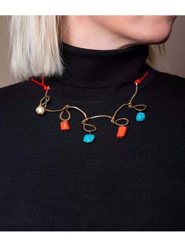 Hanging coral and turquoise stones Necklace - MARNI - BALAAN 3