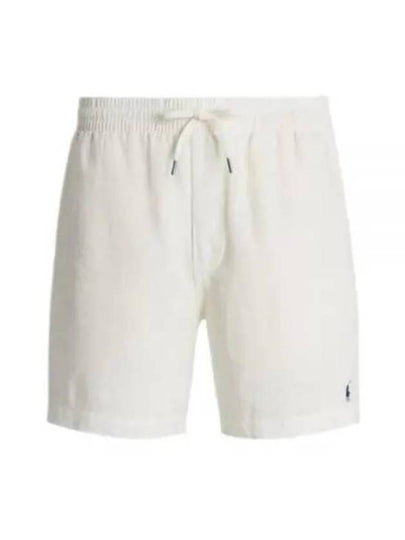 Embroidered Pony Logo Prepster Linen Shorts White - POLO RALPH LAUREN - BALAAN 2