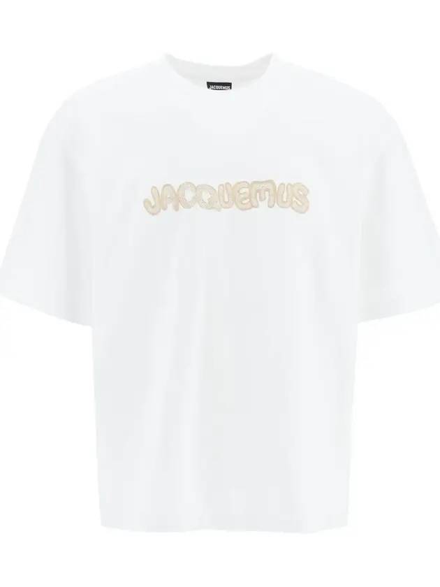 Raphia Logo Short Sleeve T-Shirt White - JACQUEMUS - BALAAN.