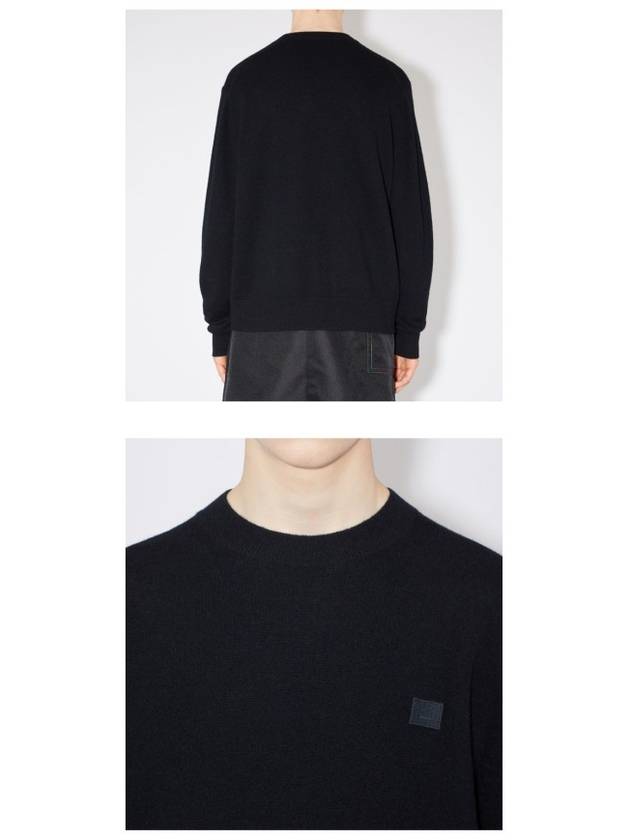 Face Patch Crew Neck Knit Top Black - ACNE STUDIOS - BALAAN 6