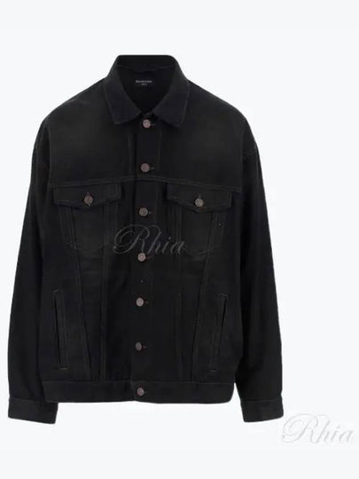 Political Campaign Logo Oversized Denim Jacket Black - BALENCIAGA - BALAAN 2