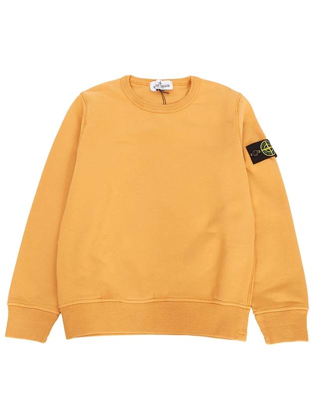 Kids Organic Cotton Fleece Sweatshirt Yellow - STONE ISLAND - BALAAN 2