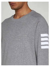 4-Bar Striped Cotton Long Sleeve T-Shirt Light Grey - THOM BROWNE - BALAAN 5