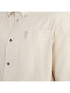 Embroidered Logo Short Sleeve Shirt Beige - AMI - BALAAN 7