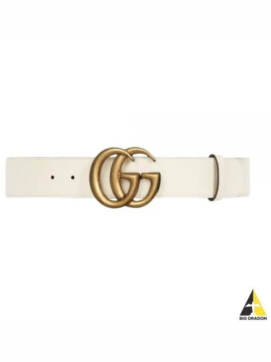 GG Marmont Buckle Leather Belt White - GUCCI - BALAAN 2