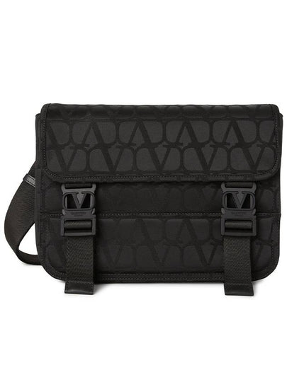 Toile Iconograph Leather Detail Shoulder Bag Black - VALENTINO - BALAAN 2