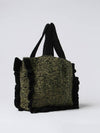 Embroidered Logo Knit Tote Bag Black Green - GANNI - BALAAN 3