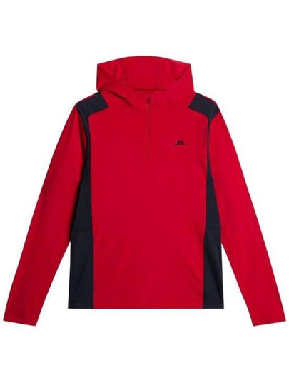 Lucas Quarter Zip Hooded Long Sleeve T-Shirt Barbados Cherry - J.LINDEBERG - BALAAN 2