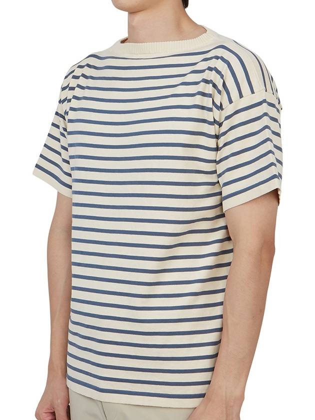 Boatman Organic Cotton Short Sleeve Knit Top Striped Royal Blue Ivory - ANDERSEN-ANDERSEN - BALAAN 3