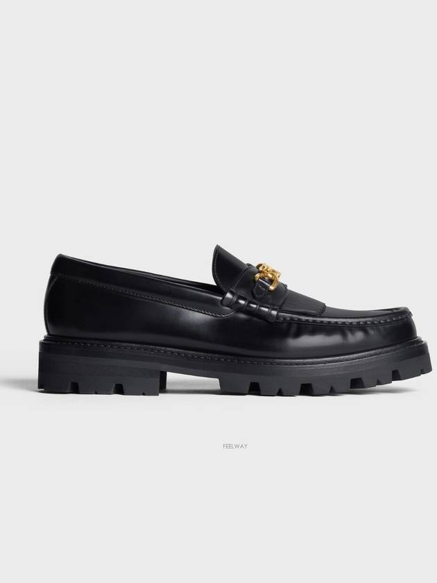 Triomphe Chain Polished Bull Margaret Loafers Black - CELINE - BALAAN 4