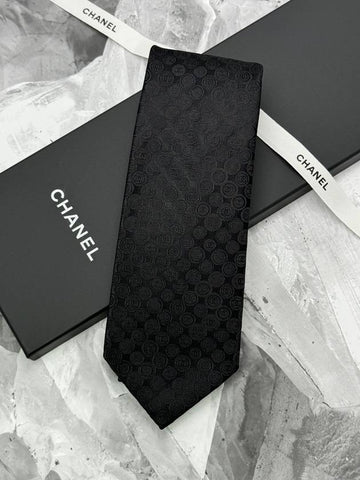 CC logo 24K season tie silk black AAA471 - CHANEL - BALAAN 1