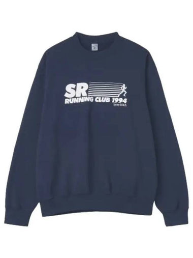 Running club logo sweatshirt navy white t shirt - SPORTY & RICH - BALAAN 1